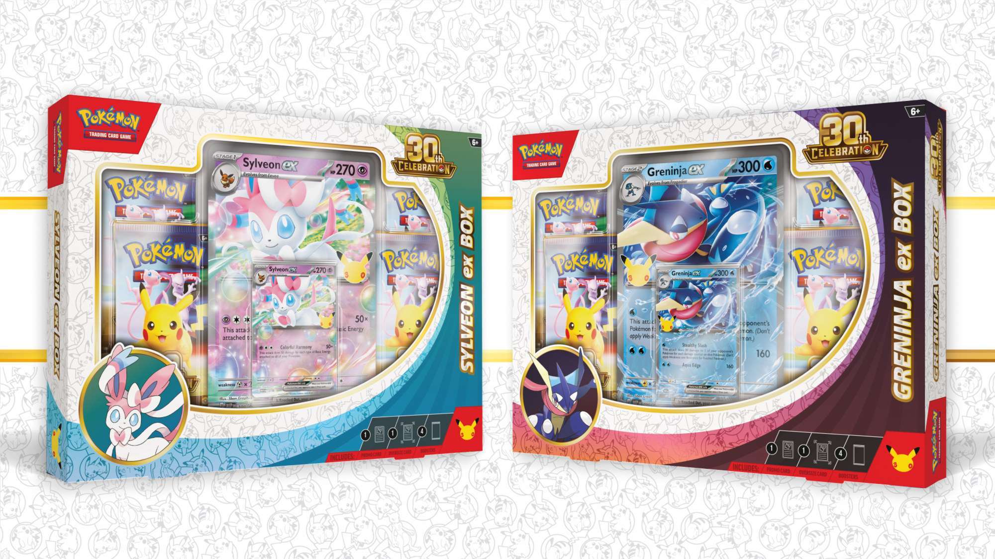 Sylveon ex Box and Greninja ex Box packaging side by side