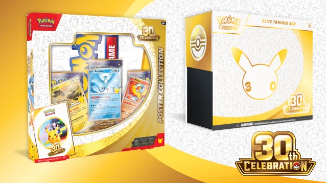 Pokémon 30th Celebration Elite Trainer Box and Poster Collection packaging