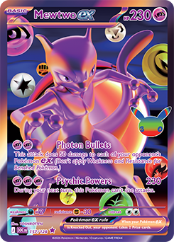 Mewtwo ex Futuristic Rare 157/128 from Pokemon TCG 30th Celebration