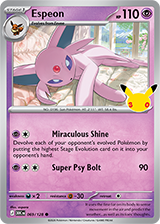 Espeon standard card from Pokemon TCG 30th Celebration