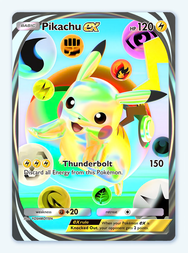 Pikachu ex immersive card with holographic artwork by YOSHIROTTEN