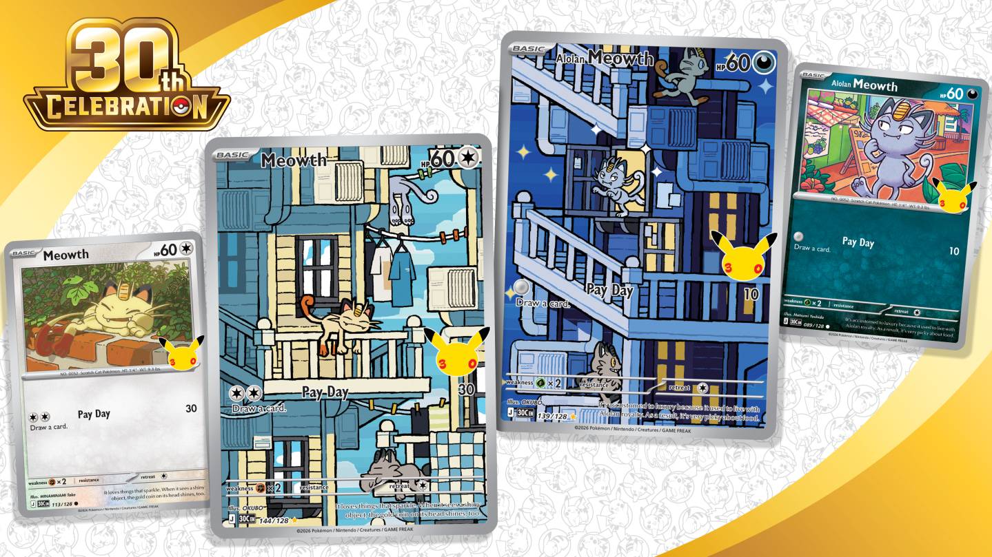 Meowth and Alolan Meowth Illustration Rares Revealed for 30th Celebration