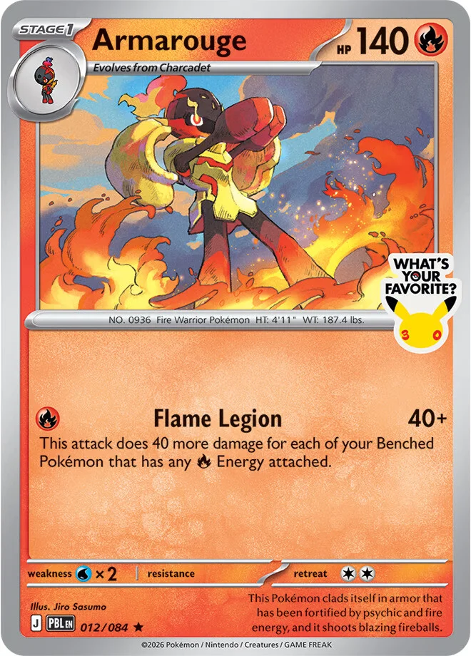 Armarouge promo card, a Stage 1 Fire-type with 140 HP, numbered 012/084