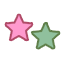 Mega Attack Rare rarity symbol - pink and lime-green side-by-side stars